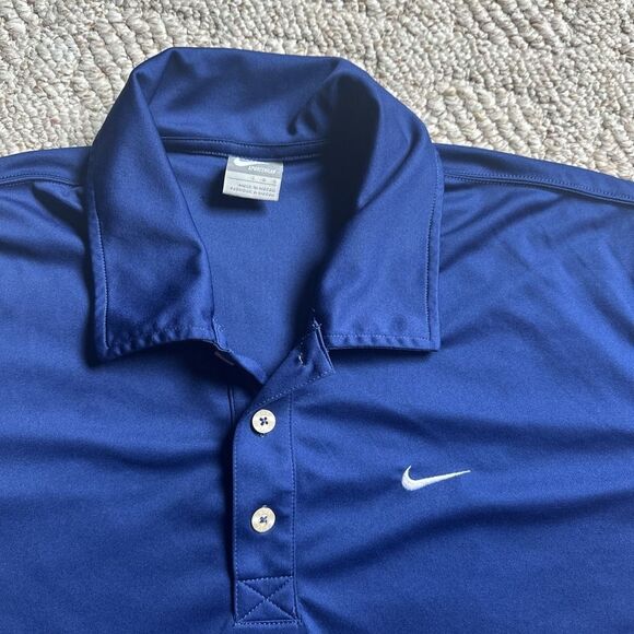 Nike Polo Shirt Men's Large Navy Swoosh Logo Pullover Golf Sportswear - Picture 2 of 3